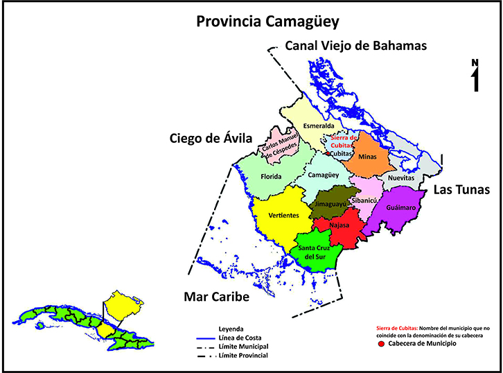Mapa político de Camagüey